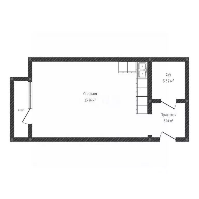 Студия Краснодарский край, Краснодар ул. Куликова Поля, 6 (29.4 м) - Фото 1