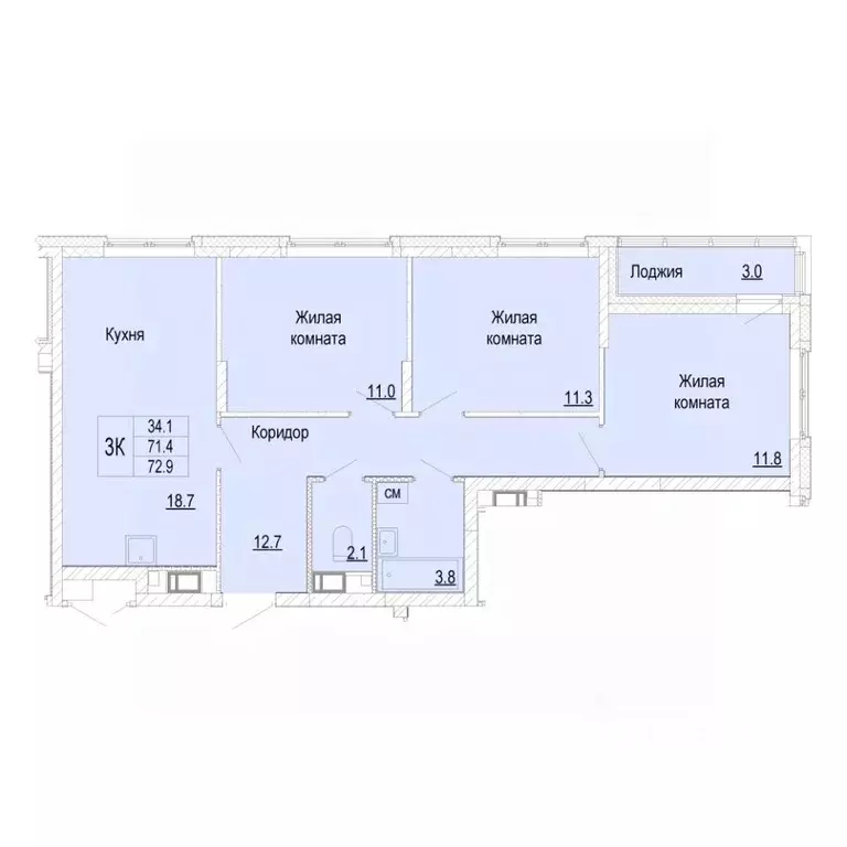 3-к кв. Нижегородская область, Нижний Новгород Новая Кузнечиха жилой ... - Фото 0