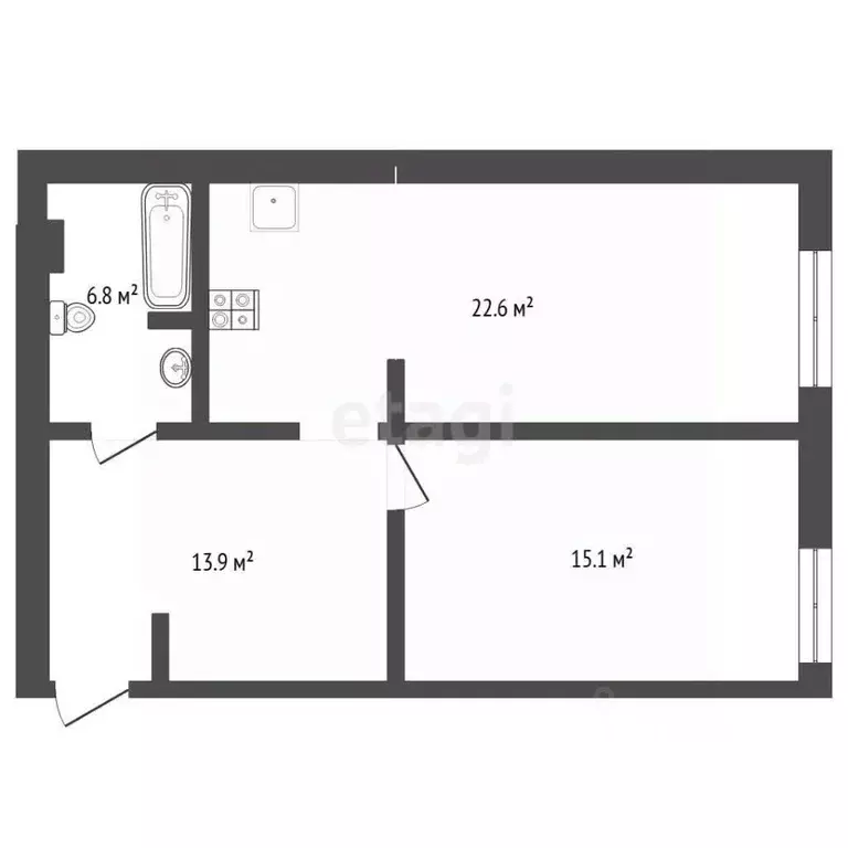 1-к кв. Тюменская область, Тюмень ул. Республики, 204к4 (58.4 м) - Фото 1