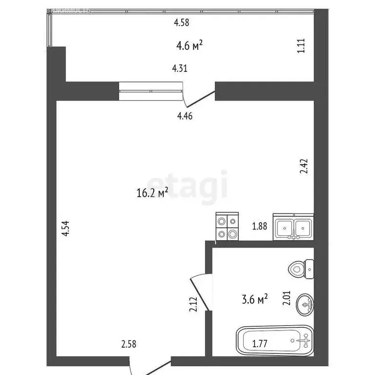 Квартира-студия: Тюмень, улица Тимофея Чаркова, 79 (19.8 м) - Фото 1
