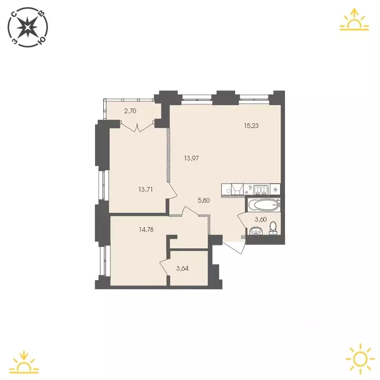 3-к кв. Иркутская область, Иркутск Энергетиков мкр,  (73.49 м) - Фото 0