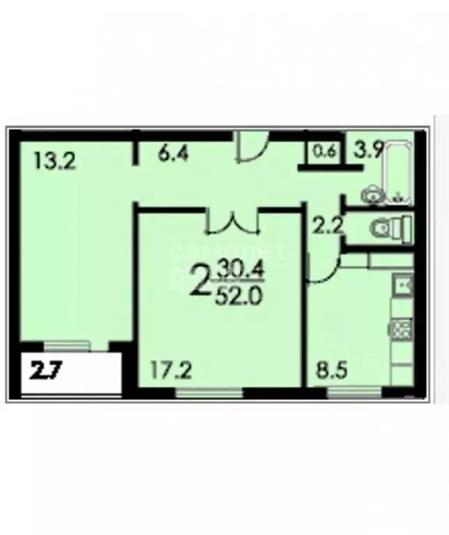 2-к кв. Москва просп. Андропова, 35К2 (52.1 м) - Фото 2