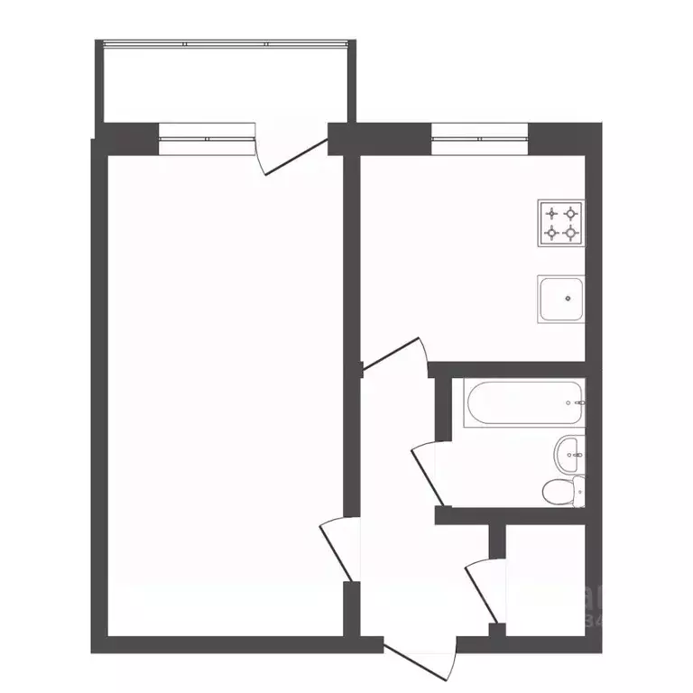 1-к кв. Тюменская область, Тюмень Профсоюзная ул., 79 (29.7 м) - Фото 1