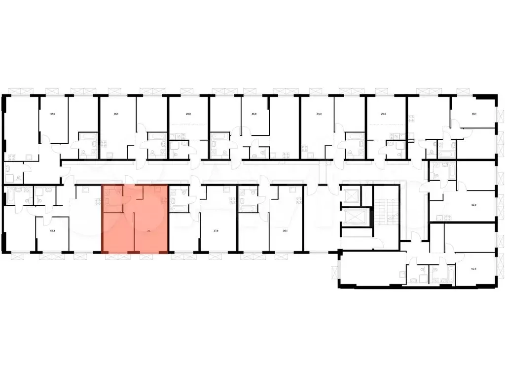 1-к. квартира, 36м, 5/9эт. - Фото 1