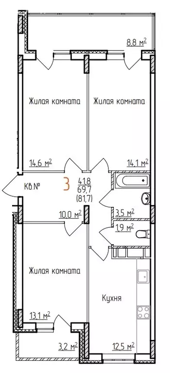 3-комнатная квартира: владимир, добросельская улица, 184а (81.7 м) - Фото 0