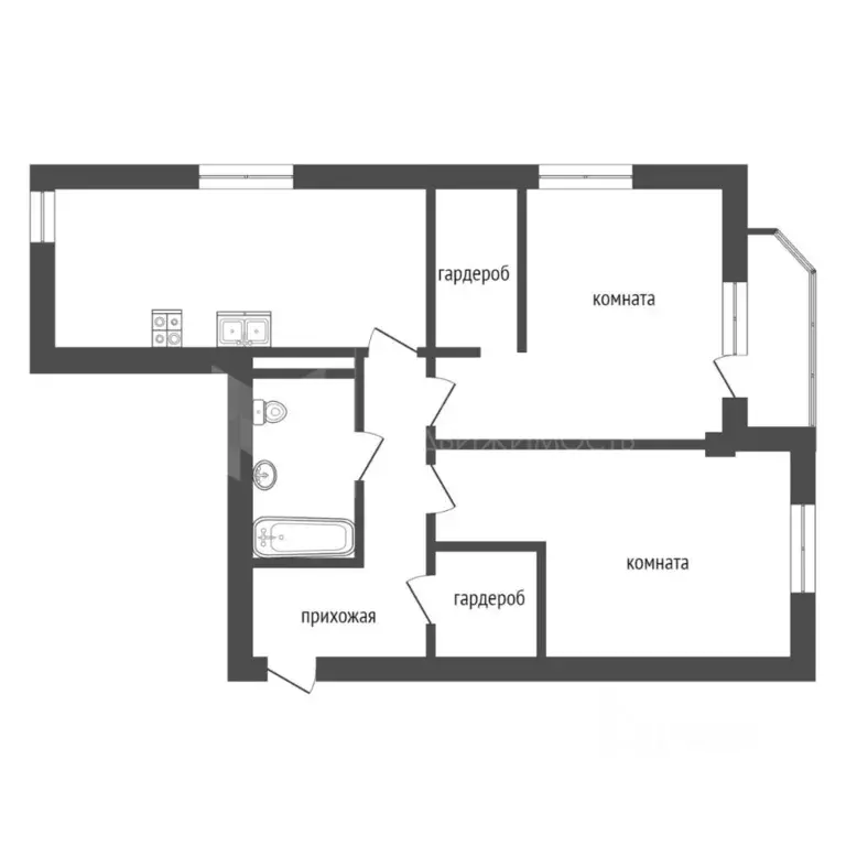 2-к кв. Тюменская область, Тюмень Харьковская ул., 59/4 (99.0 м) - Фото 1