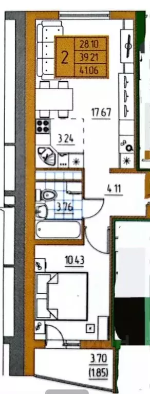 1-к кв. Ульяновская область, Ульяновск ул. Юго-западная, 16 (42.0 м) - Фото 2