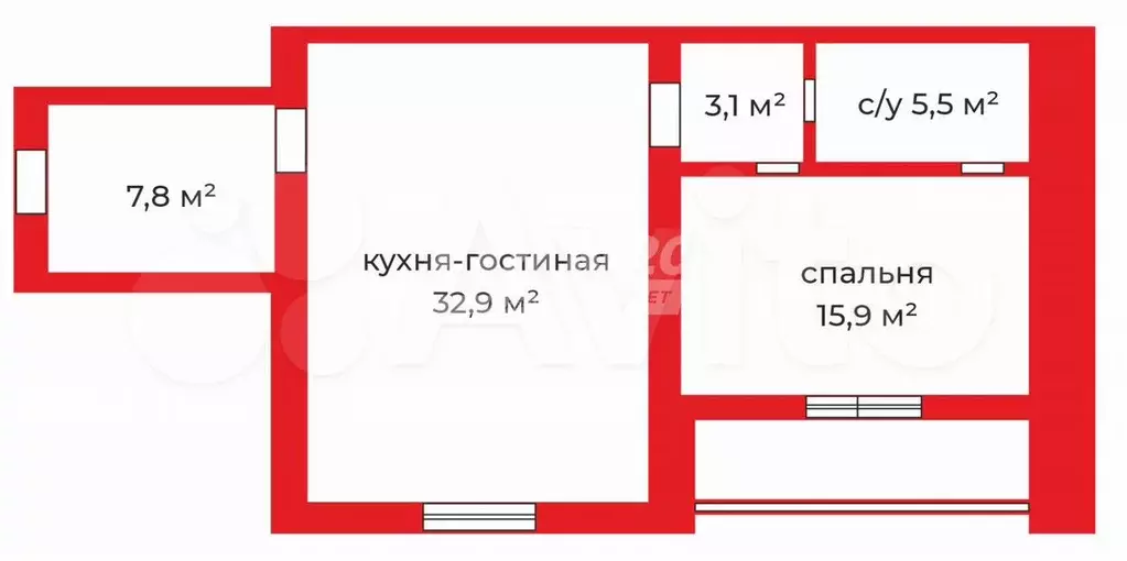 2-к. квартира, 65,2 м, 2/6 эт. - Фото 0