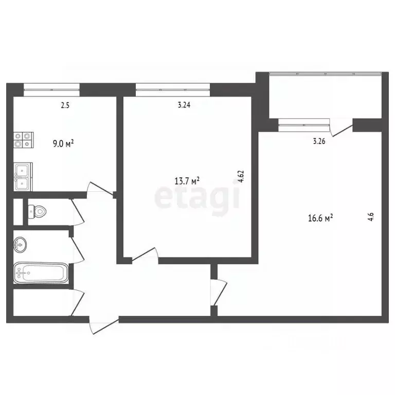 2-к кв. Москва ул. Говорова, 11к1 (45.7 м) - Фото 2