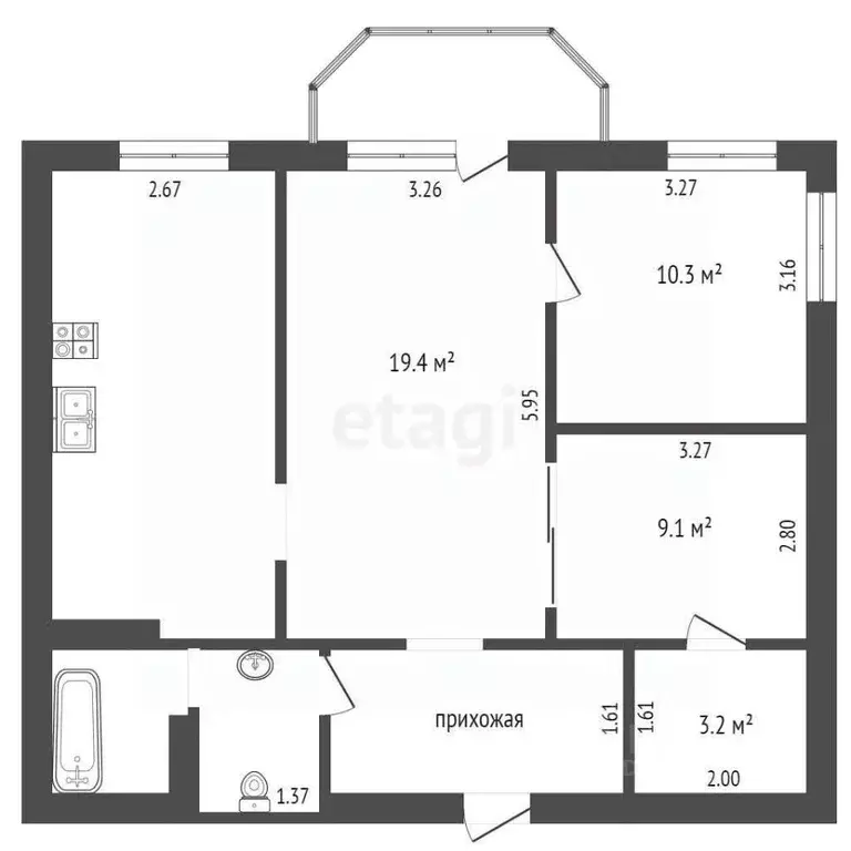 3-к кв. Ростовская область, Батайск ул. Комарова, 132а (93.0 м) - Фото 2