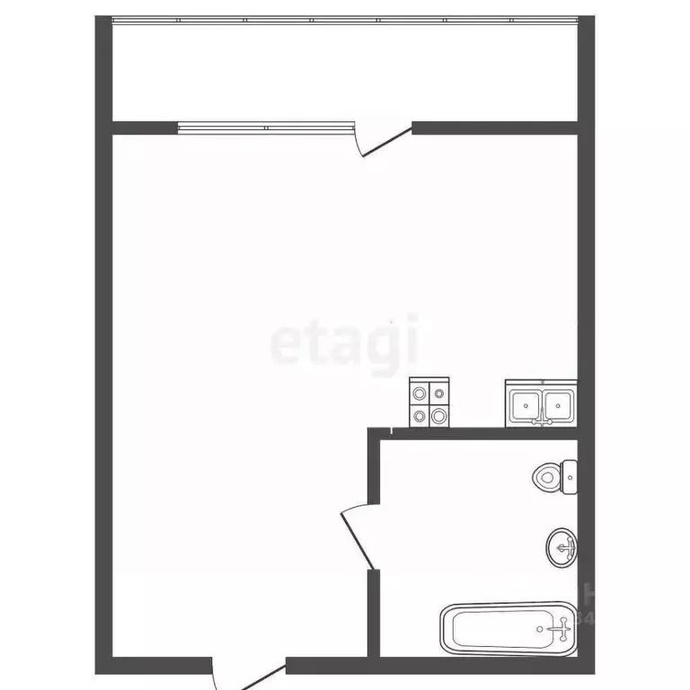 Студия Тюменская область, Тюмень ДОК мкр, ул. Воронинская, 41 (23.1 м) - Фото 2