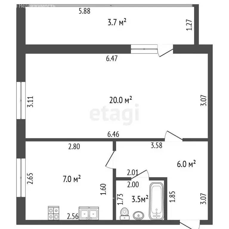 1-комнатная квартира: Стерлитамак, улица Артёма, 97Б (36.5 м) - Фото 1
