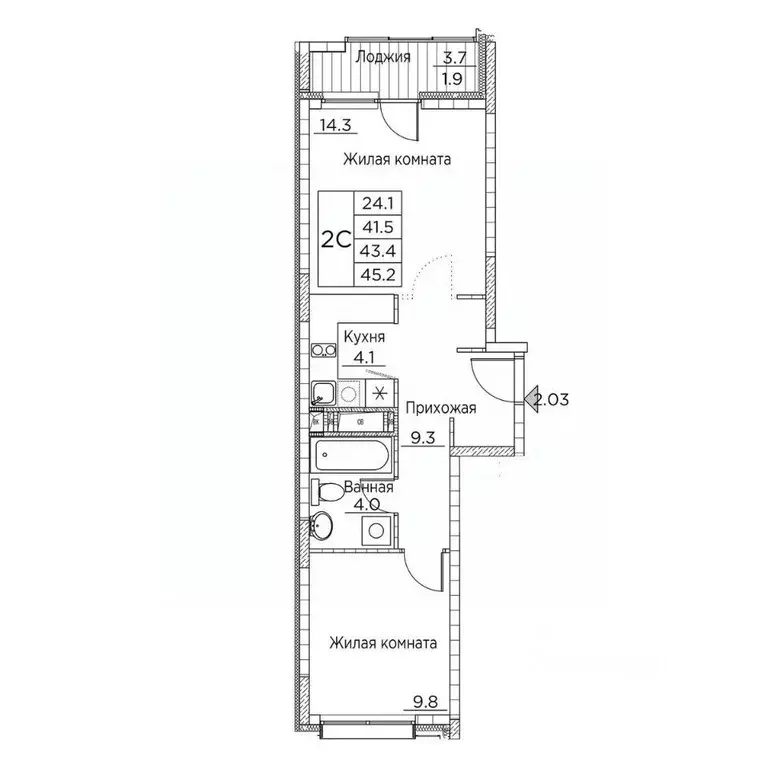 2-к кв. Приморский край, Владивосток ул. Расула Гамзатова, 7к2 (45.2 ... - Фото 0