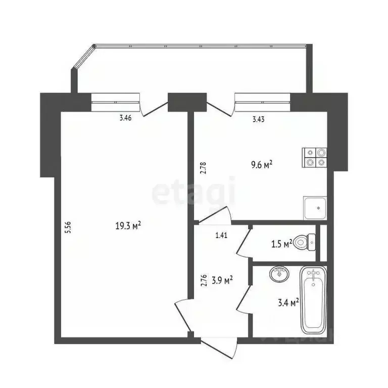 1-к кв. Тюменская область, Тюмень Новосибирская ул., 129 (37.6 м) - Фото 0