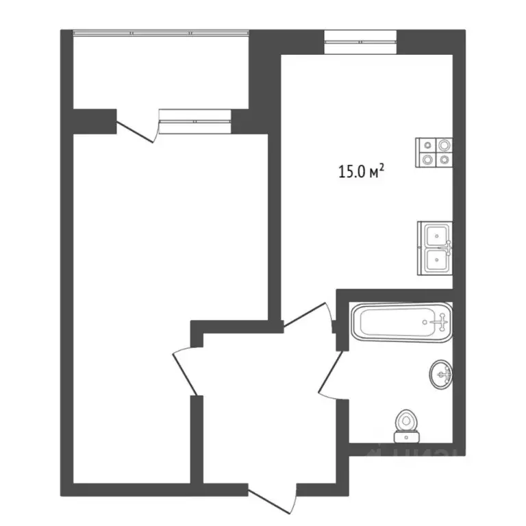 1-к кв. Тюменская область, Тюмень Полевая ул., 117к2 (33.7 м) - Фото 0