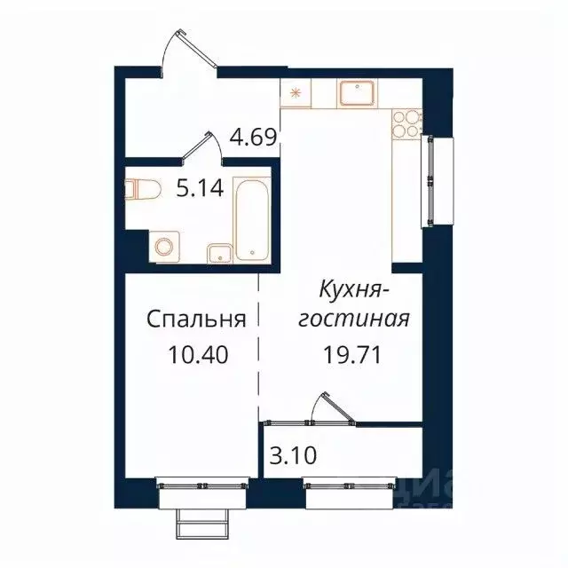 1-к кв. Иркутская область, Иркутск Байкальская ул., 246Б (43.0 м) - Фото 1