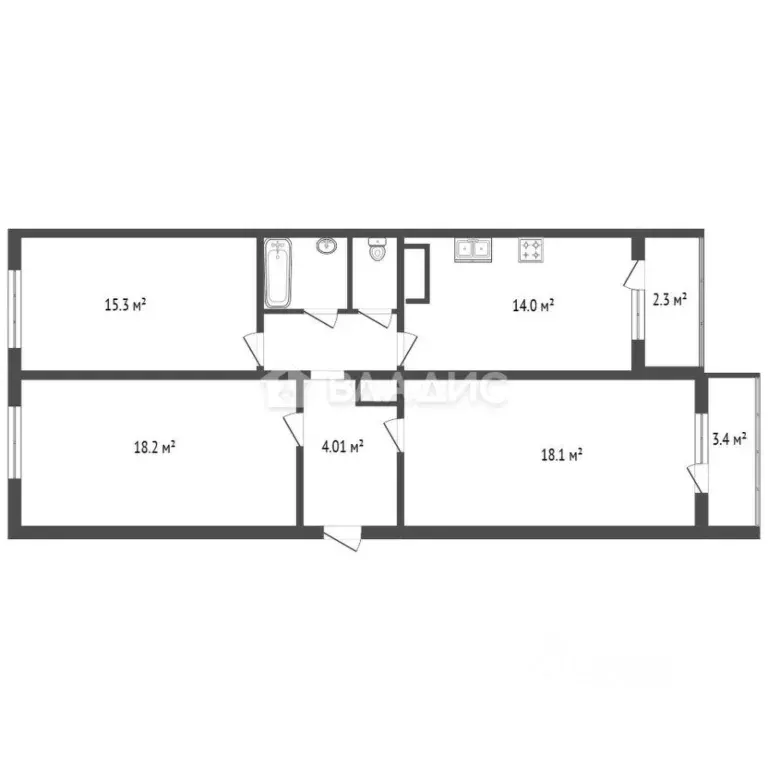 3-к кв. Санкт-Петербург просп. Героев, 26к1 (80.8 м) - Фото 2