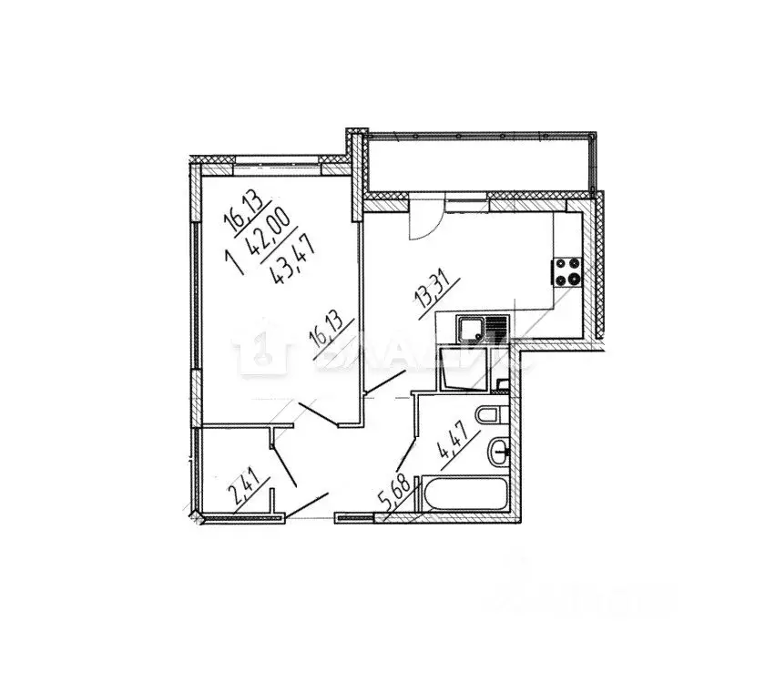 1-к кв. Пензенская область, Пенза ул. Мира, 44 (42.0 м) - Фото 2