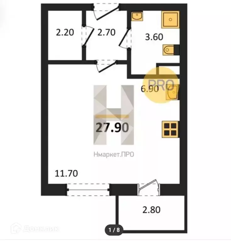Продаётся квартира-студия, 28.2 м - Фото 1