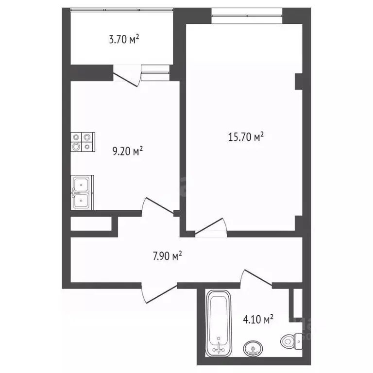 1-к кв. Севастополь ул. Токарева, 18В (37.1 м) - Фото 2