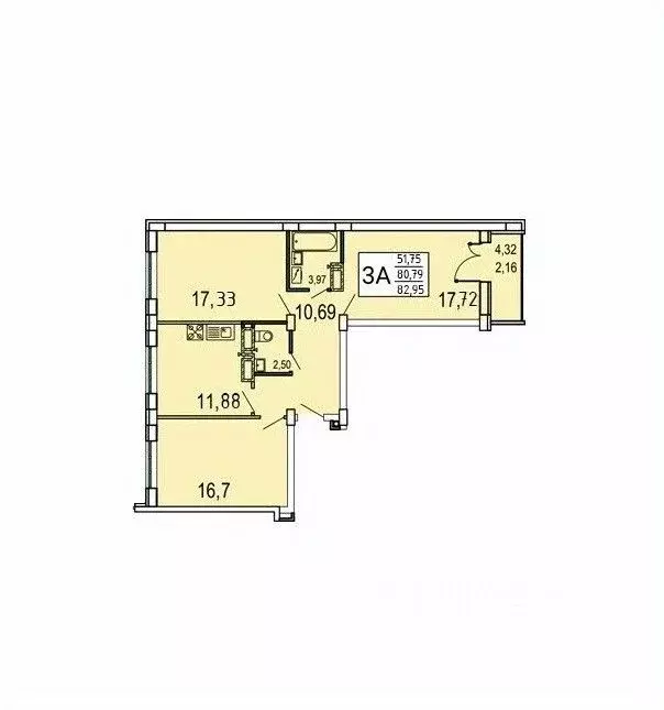 3-к кв. Воронежская область, Воронеж ул. Артамонова, 34Ж (82.95 м) - Фото 0