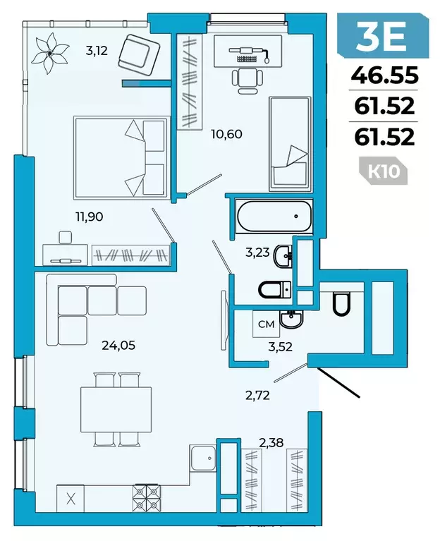 Продаётся 2-к квартира, 61.52 м - Фото 1
