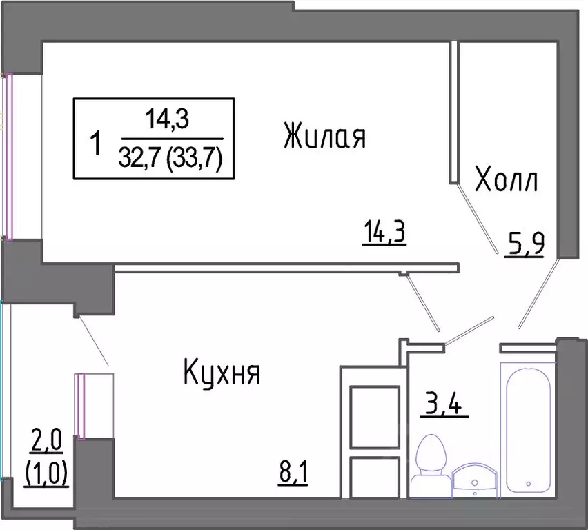 1-к кв. Московская область, Красногорск городской округ, д. Сабурово ... - Фото 0