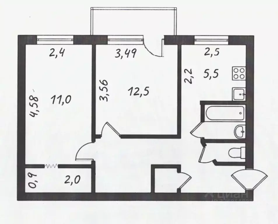 2-к кв. Ленинградская область, Кировск ул. Маяковского, 5 (43.9 м) - Фото 2