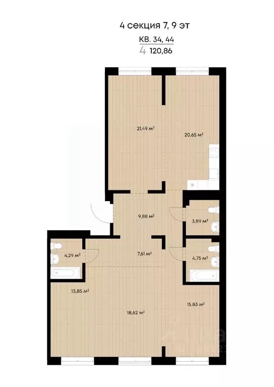 4-к кв. Иркутская область, Иркутск ул. Лебедева-Кумача (120.86 м) - Фото 0