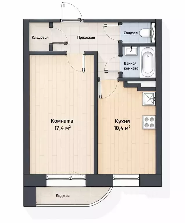 1-к кв. Санкт-Петербург ул. Сикейроса, 15К2 (38.6 м) - Фото 0