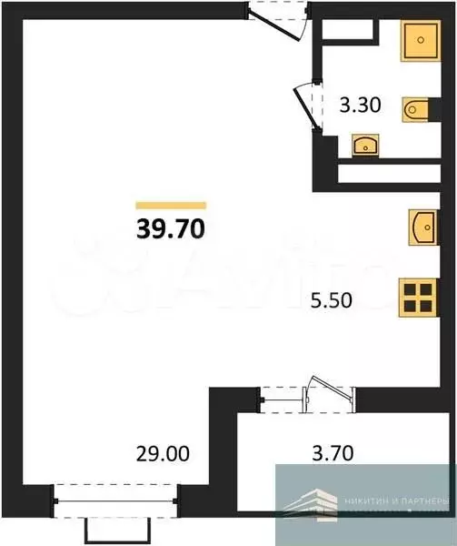 Квартира-студия, 39,7 м, 11/15 эт. - Фото 0