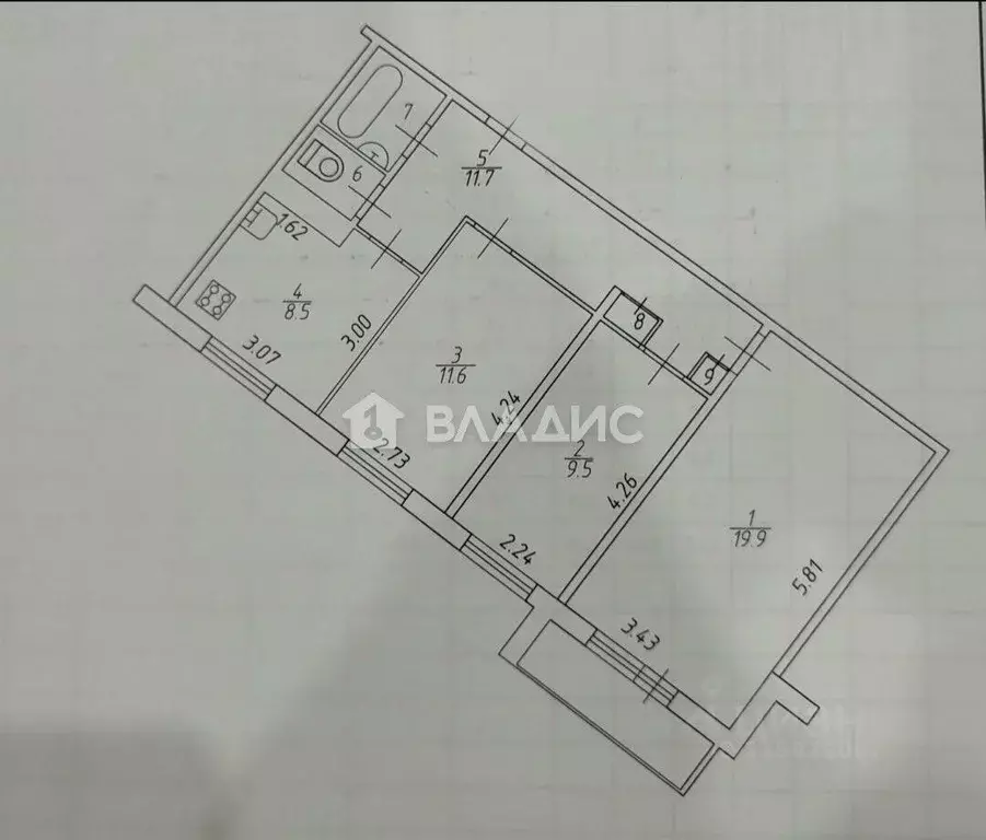 3-к кв. Татарстан, Нижнекамск просп. Химиков, 57 (65.1 м) - Фото 2