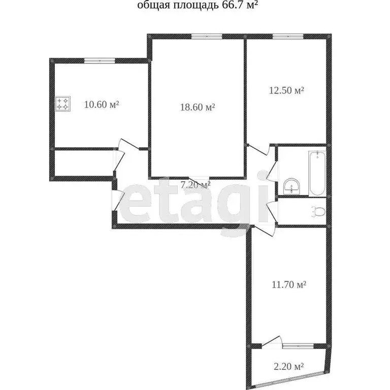 3-комнатная квартира: Вологда, Пошехонское шоссе, 15 (66.7 м) - Фото 1
