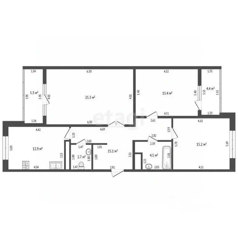 3-к кв. Краснодарский край, Новороссийск просп. Ленина, 95Бк2 (91.1 м) - Фото 2