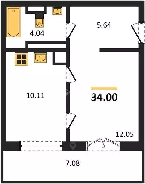 2-к кв. Севастополь ул. Адмирала Фадеева, 48 (34.0 м) - Фото 2