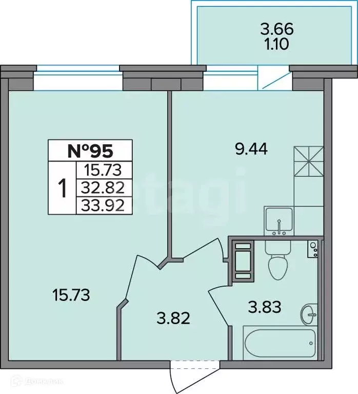 Продаётся 1-к квартира, 33 м - Фото 1