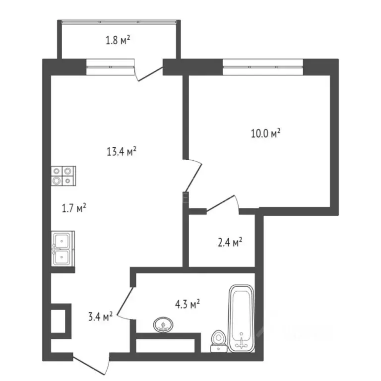 1-к кв. Тюменская область, Тюмень ул. Газовиков, 38к1 (35.4 м) - Фото 1