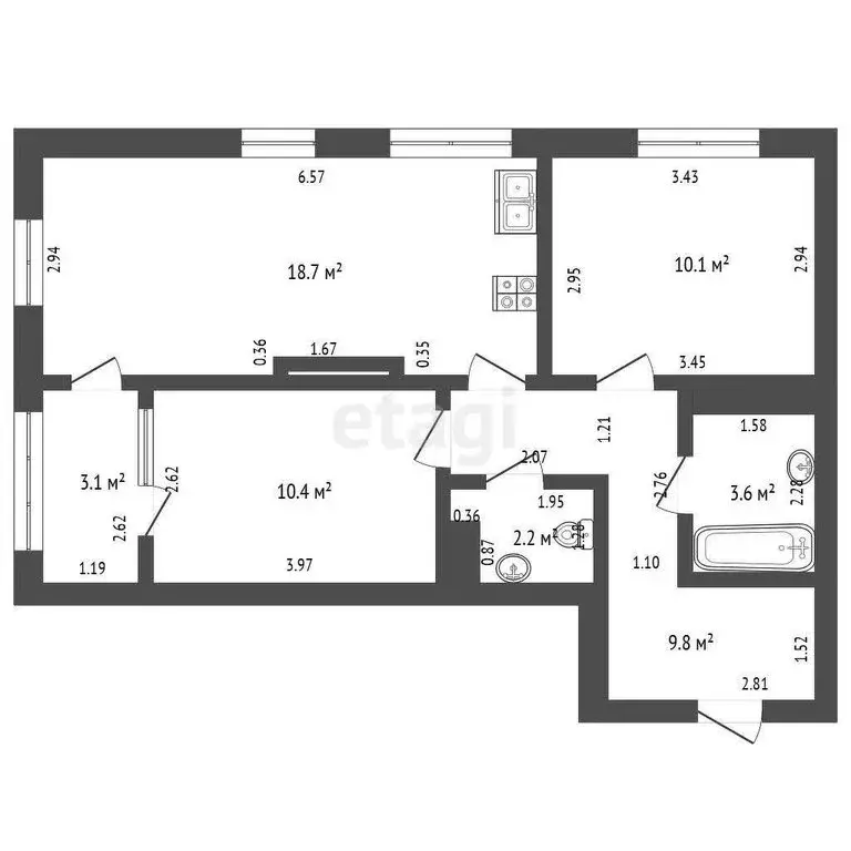 3-комнатная квартира: Стерлитамак, улица Машиностроителей, 77 (56.4 м) - Фото 0