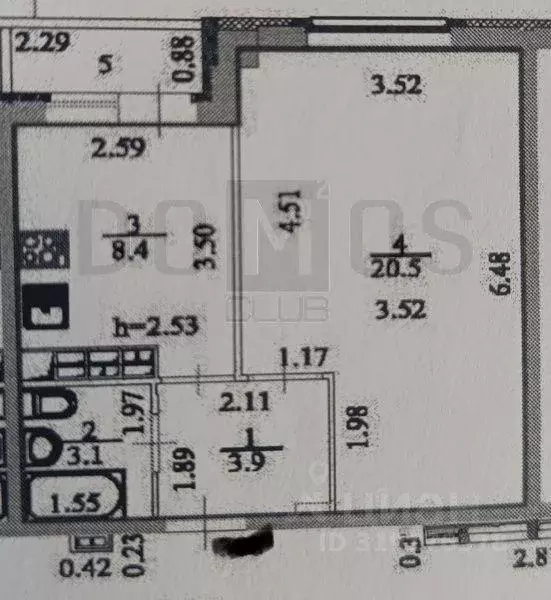 Квартира, 1 комната, 35.9 м - Фото 1