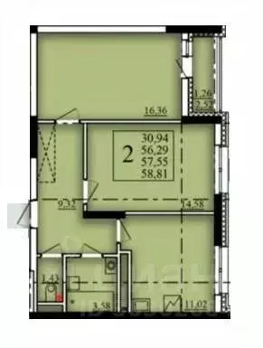 2-к кв. Башкортостан, Уфа Затон-Восточный жилрайон, Паруса жилой ... - Фото 1
