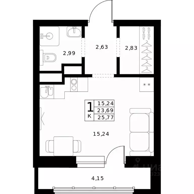 Студия Нижегородская область, Нижний Новгород Ленгородок мкр, Мед ... - Фото 1