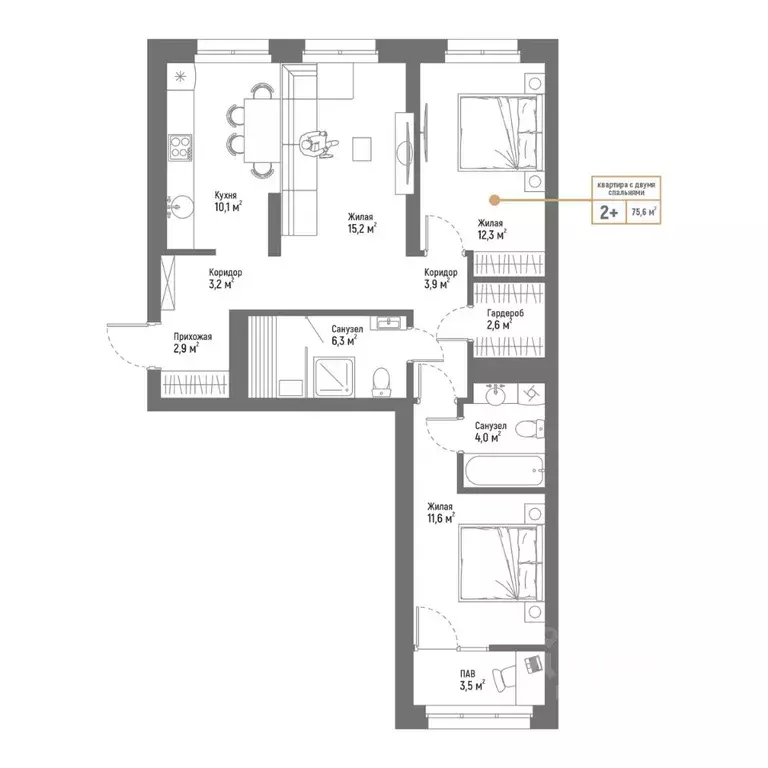 3-к кв. Башкортостан, Стерлитамак Интернациональная ул., 61 (75.6 м) - Фото 0