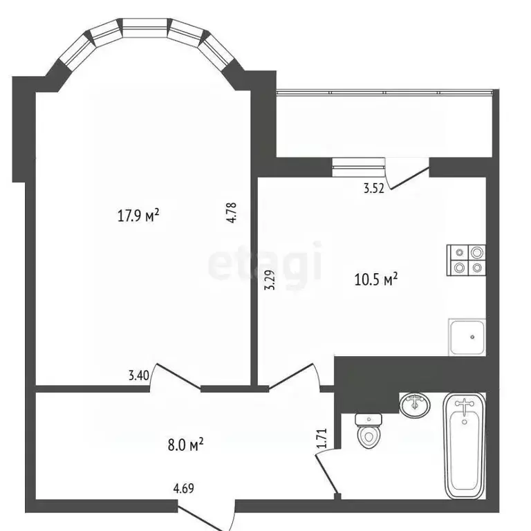 1-к кв. Москва Загорьевская ул., 17 (41.7 м) - Фото 1