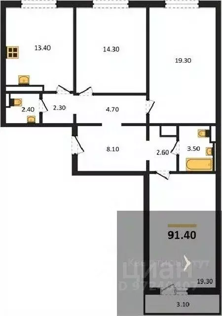 3-к кв. Воронежская область, Воронеж ул. Загоровского, 5/3 (91.4 м) - Фото 0