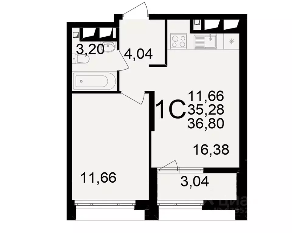 1-к кв. Рязанская область, Рязань ул. Ленинского Комсомола (35.28 м) - Фото 1
