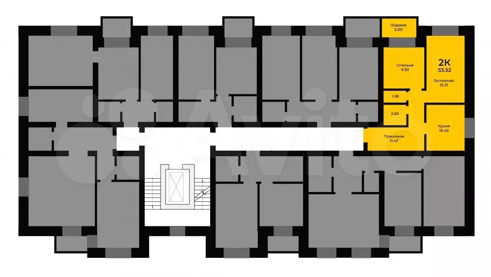 2-к. квартира, 53,5 м, 4/6 эт. - Фото 0