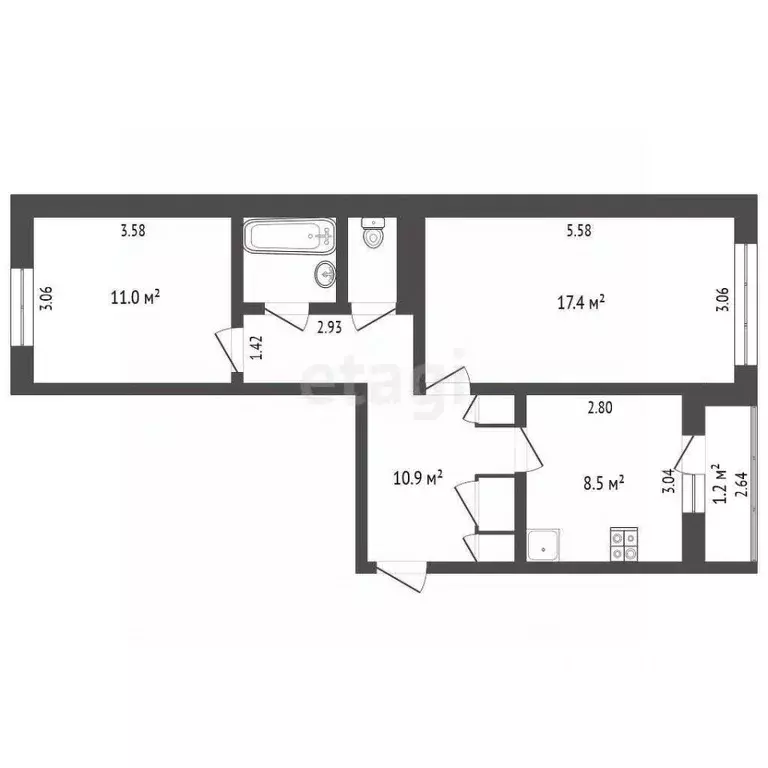 2-к кв. Псковская область, Порхов Красноармейская ул., 15 (52.4 м) - Фото 2