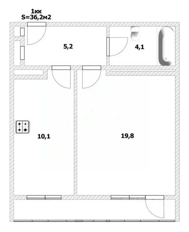 1-к кв. Калининградская область, Калининград ул. Фрунзе, 21 (36.2 м) - Фото 2