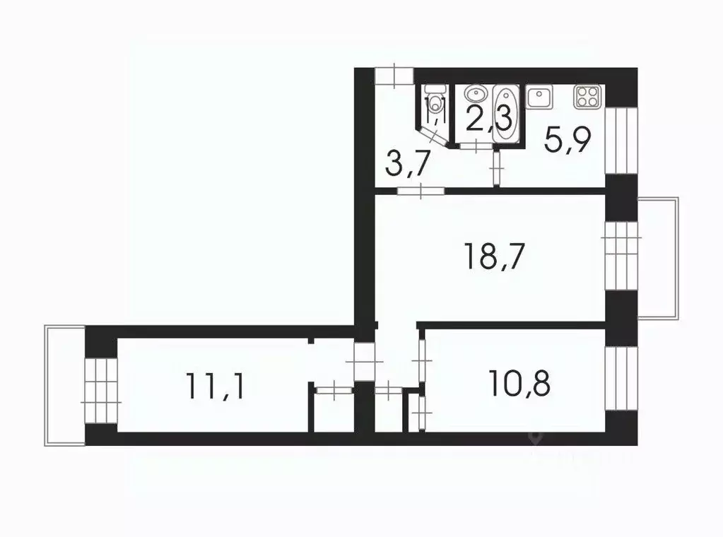 3-к кв. Санкт-Петербург ул. Трефолева, 15 (56.0 м) - Фото 2