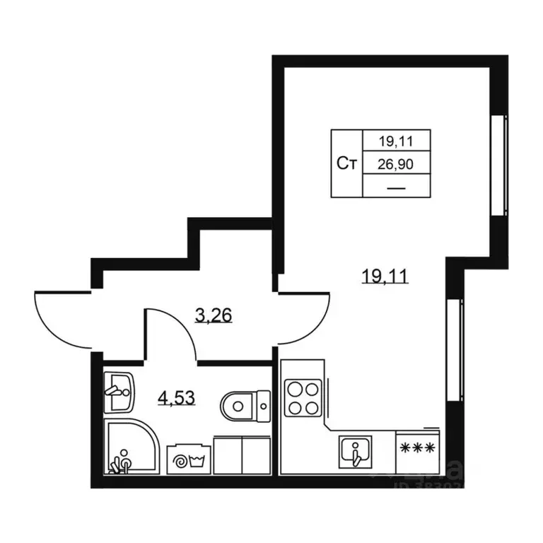 Студия Ленинградская область, Всеволожский район, пос. Бугры ул. ... - Фото 1
